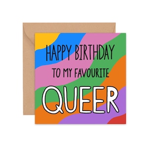 Happy birthday queer - Grußkarte - Queere Karte - Recycelte Karte - LGBTQ Karte - Feier - Niedliche Karte - Regenbogen Karte - LGBTQ Illustration