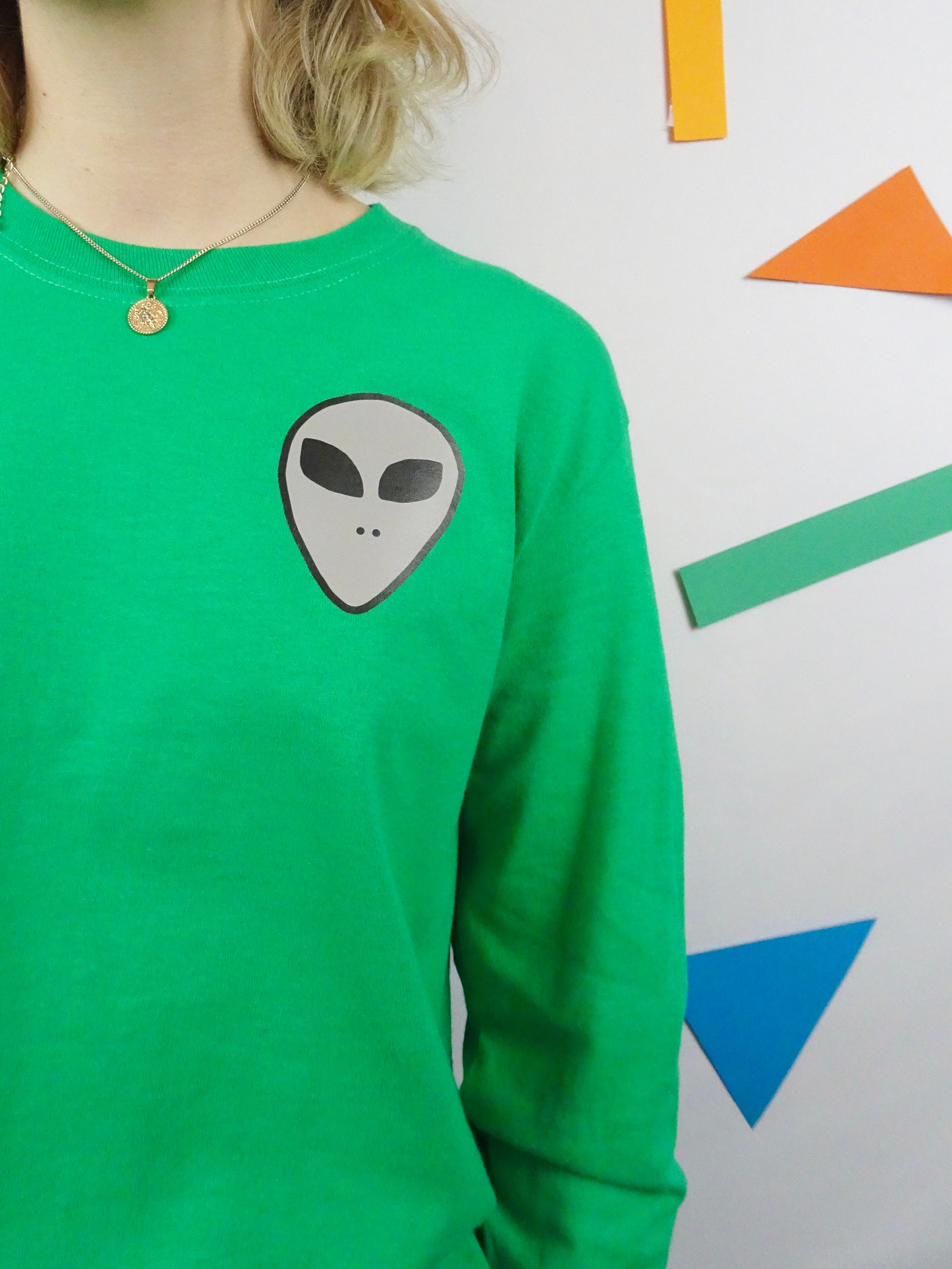 Unisex tshirt Green alien tshirt Long sleeve Green tee Etsy