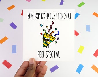 Confetti canon card - Greeting card - Birthday card - Recycled card - Funny card - Celebration - Emoji card - Illustration