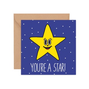 Você é um cartão de estrela - Cartão de felicitações - Cartão de amor - Cartão reciclado - Cartão de estrela - Comemoração - Cartão fofo - Cartão de parabéns - Ilustração