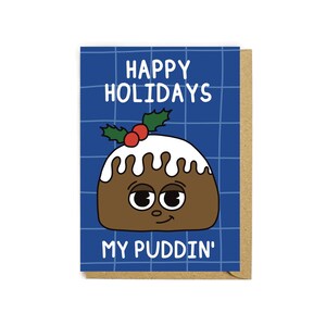 Cartão de pudim de Natal ilustrado à mão: Saudações de Natal