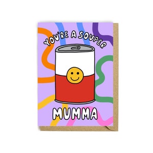 Souper mum - Tarjeta de felicitación - tarjeta de padres - Tarjeta reciclada - Tarjeta divertida - Tarjeta linda - Ilustración - Tarjeta del día de las madres - Día de las madres - Para mamá