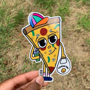 Pizza sticker - food sticker - Weird - Funny sticker - Pattern sticker - Vinyl Sticker - Large sticker - Decal - Laptop sticker