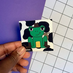Cowboy frog sticker - animal sticker - Weird - Funny sticker - Pattern sticker - Vinyl Sticker - Large sticker - Decal - Laptop sticker