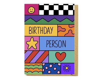 Carte d'anniversaire - Carte d'anniversaire colorée - Carte de joyeux anniversaire - Carte colorée