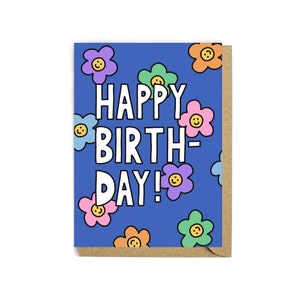 Biglietto di auguri di buon compleanno - Biglietto di auguri - Biglietto di compleanno - Biglietto riciclato - Biglietto divertente - Colorato - Illustrazione - Buon compleanno - Biglietto floreale