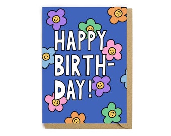 Happy birthday card - Greeting card - Birthday card - Recycled card - Funny card  - Colourful - Illustration - Card -Happy birthday