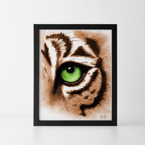 Eye of the Tiger Art Print - Tiger Art Animal Print Decor Tiger Wall Art - Animal Lover Gift Green Wall Art Tiger Decor - Tiger Eye Poster