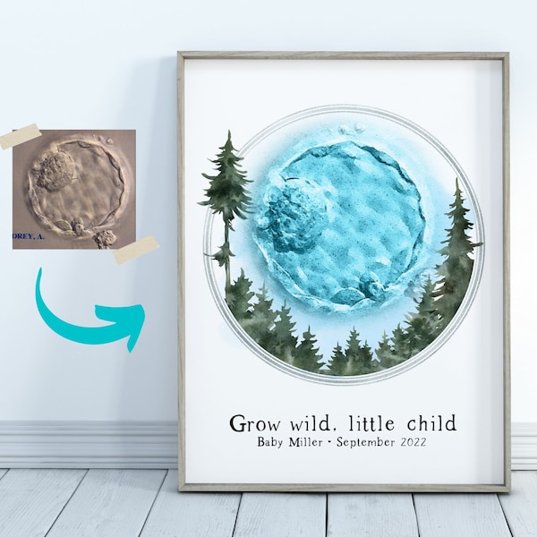 Woodland Nursery Print Custom Embryo Painting IVF Gifts - Forest Nursery Wall Art Embryo Watercolor Personalized Baby Art Nature Nursery Art