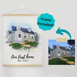 Realtor Closing Gift for Client Custom House Portrait from Photo - Real Estate Agent Gift Housewarming Gift from Realtor First Home Gift