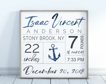 Baby Birth Stats Wall Art Newborn Gift Personalized Baby Gift - Custom Nursery Art Baby Stats Gift Birth Announcement Sign New Baby Gift