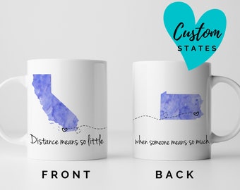 Long Distance Mug Custom State Coffee Mug - Long Distance Relationship Gift Personalized Coffee Mug - Moving Away Gift Best Friend Gift