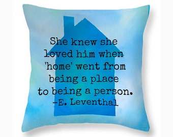 Home Quotes Throw Pillows Teal Love Quote Pillow Gifts for Husband - Blue Decorative Pillows House Warming Gift Blue Pillows Wedding Gift