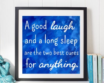 Quote Prints for Bedroom Guest Room Decor Blue and White Prints A Good Laugh Funny Wall Art Funny Quote Prints - Royal Blue Decor Quote Art