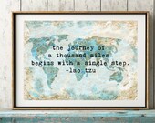 Inspirational Quote Print World Map Wall Art Travel Decor | Etsy