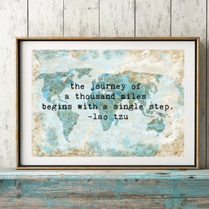 Citações inspiradoras imprimir mapa do mundo arte da parede decoração de viagem presentes de viagem tipografia mapa indo embora presentes lao tzu citações inspiradoras mapa vintage