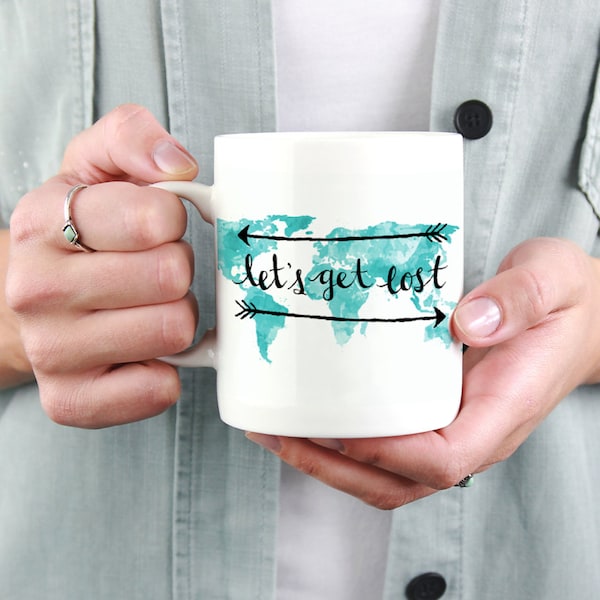 Coffee Mugs with Quotes Inspirational Quotes Gifts for Husband - Lets Get Lost Travel Accessories Inspirational Mugs Boyfriend Gifts