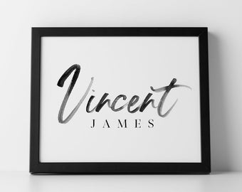 Custom Baby Name Art Print Watercolor Name Print Nursery Name Printable Personalized Baby Gift Gender Neutral Nursery Decor Custom Printable