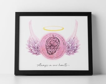 Personalized Embryo Art Angel Wings with Halo IVF Gift Embryo Loss of Baby Memorial Miscarriage Gift Angel Baby Gift Custom Keepsake