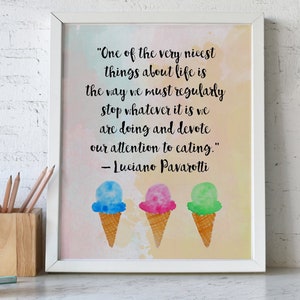 Kitchen Wall Decor Food Art Print Kitchen Quotes Colorful Wall Art Kitchen Prints Ice Cream Art for Kitchen Watercolor Quote Print Art