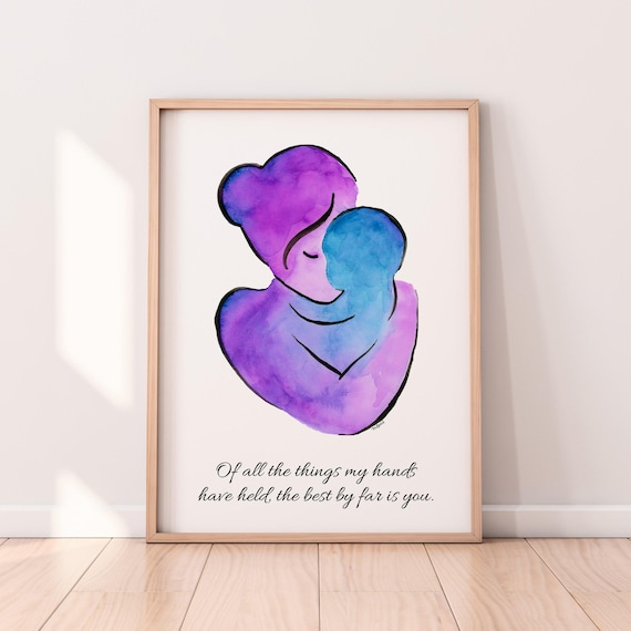 New Mom Gift Nursery Wall Art Prints Watercolor Quote Art Mom and
