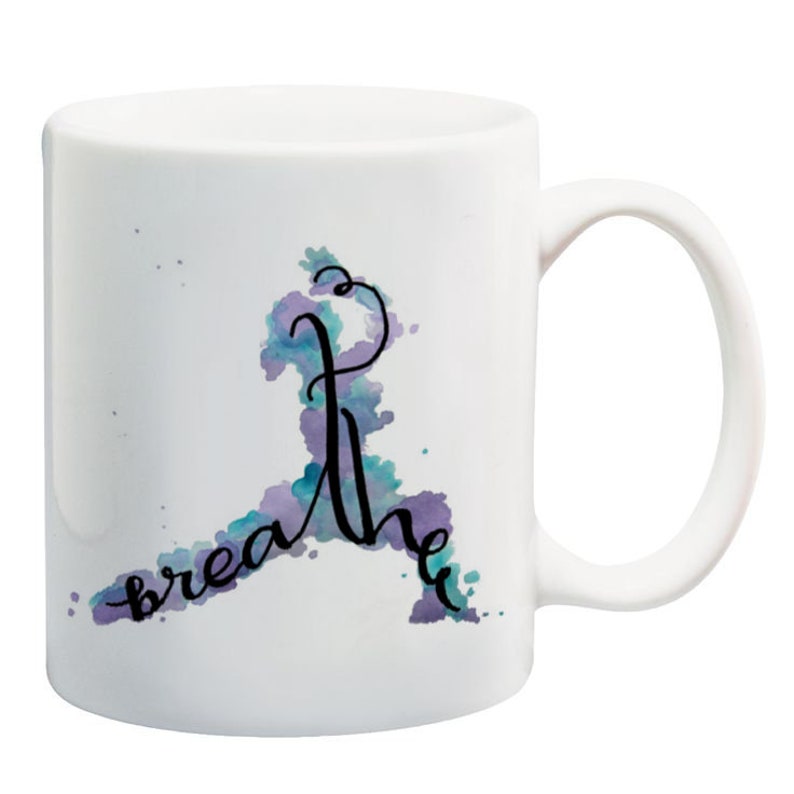 Breathe Yoga Gifts Coffee Cup Art Yoga Coffee Mug Yoga image 4