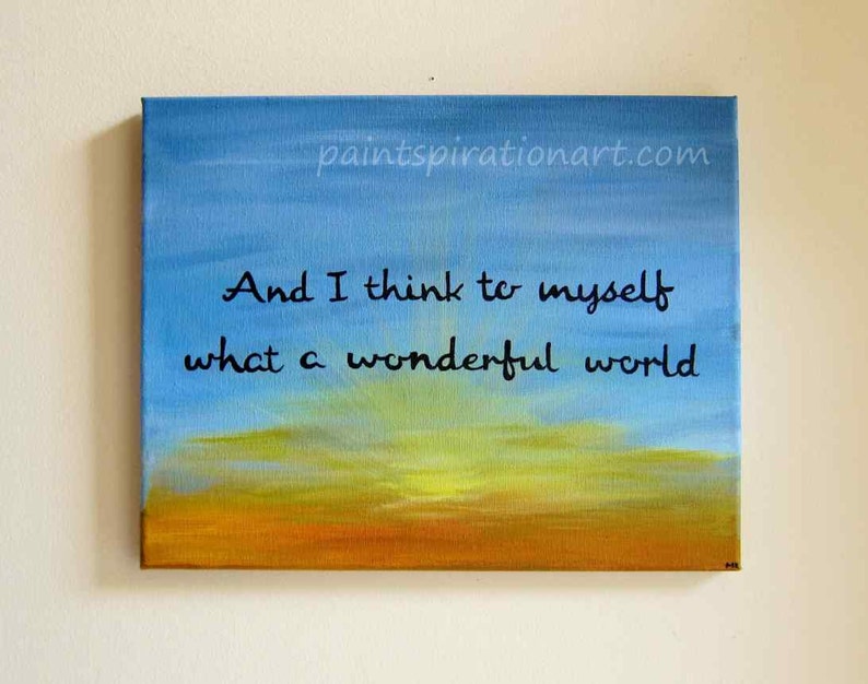 What A Wonderful World Song Lyrics Art Print Inspirational Etsy
