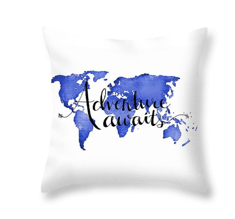 Travel Pillow Decorative Throw Pillows World Map Pillow Etsy