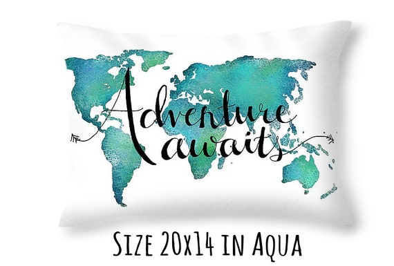 Travel Pillow Decorative Throw Pillows World Map Pillow
