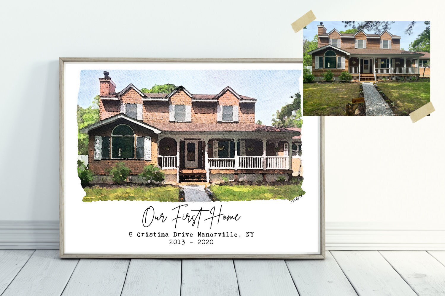 Custom House Portrait Watercolor House From Photo - Our First Home ...