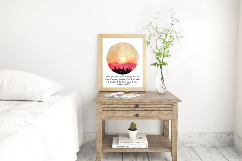 Inspirational Quote Wall Art Watercolor Print Sunrise Art Mountain ...