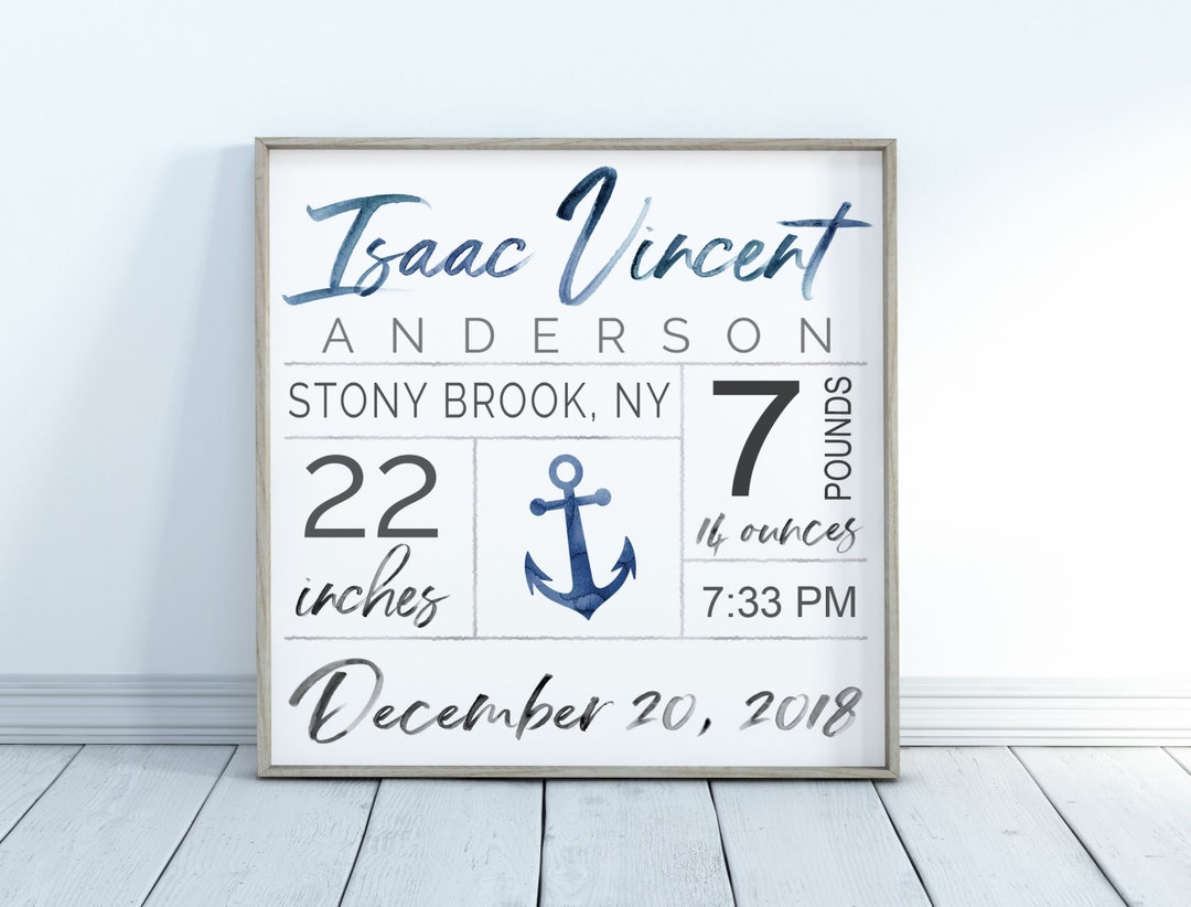 Baby Birth Stats Wall Art Newborn Gift Personalized Baby Gift - Custom ...