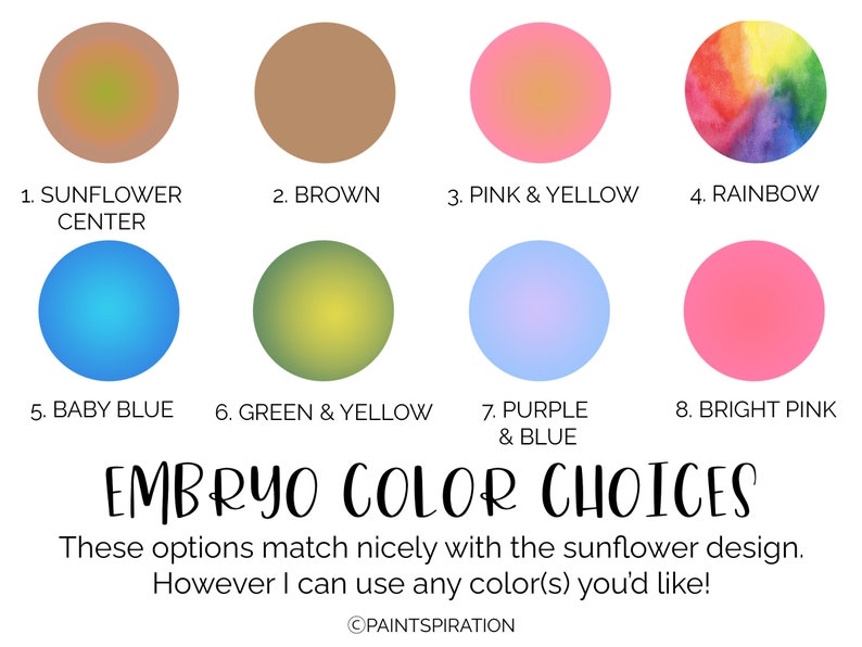 Embro Color Custom Embryo Art Sunflower Nursery Embryo Watercolor Personalized ...