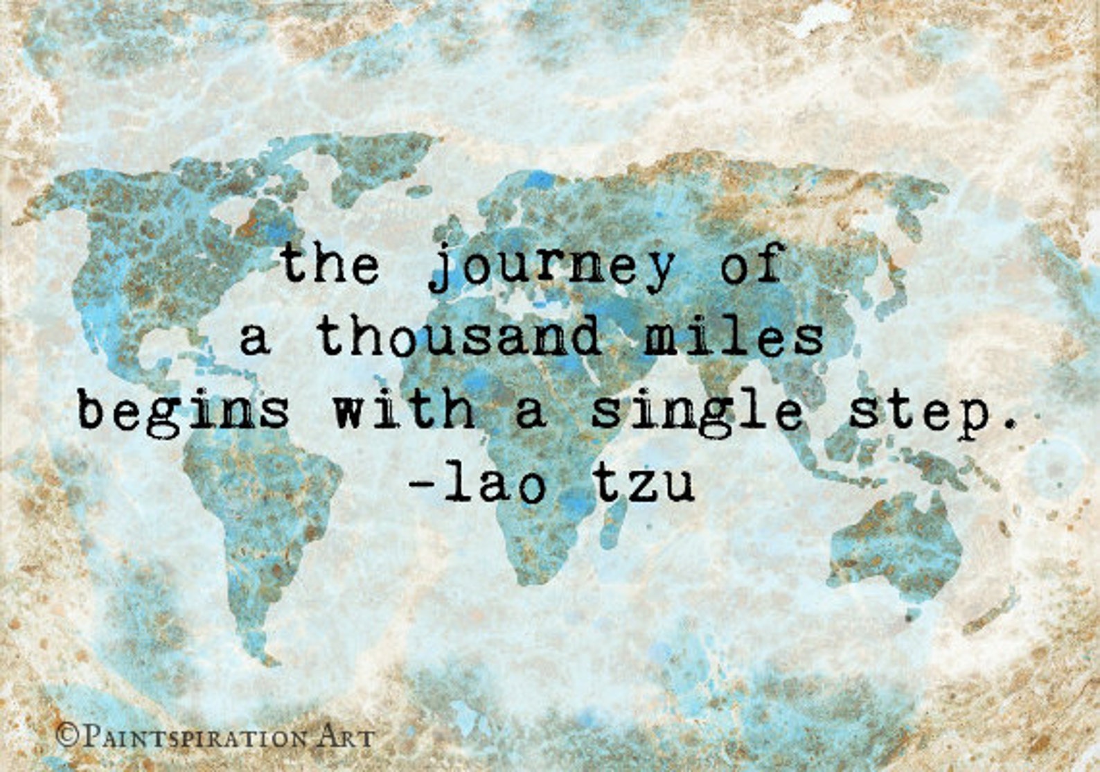 Inspirational Quote Print World Map Wall Art Travel Decor | Etsy