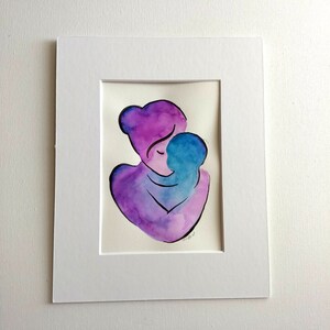 Fête des mères jour Wall Art, chambre de bébé peinture aquarelle originale, mère et enfant art, nouveau cadeau de maman pour maman à être, cadeau de shower de bébé pour chambre d’enfant image 3