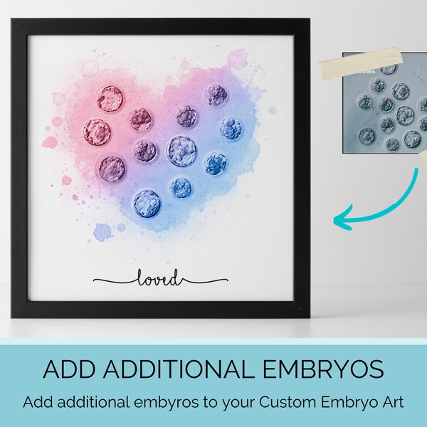 Ajoutez des embryons supplémentaires à des oeuvres d'art d'embryons personnalisées - faire-part de grossesse FIV, aquarelle numérique, cadeau d'embryon, cadeau de transfert de FIV