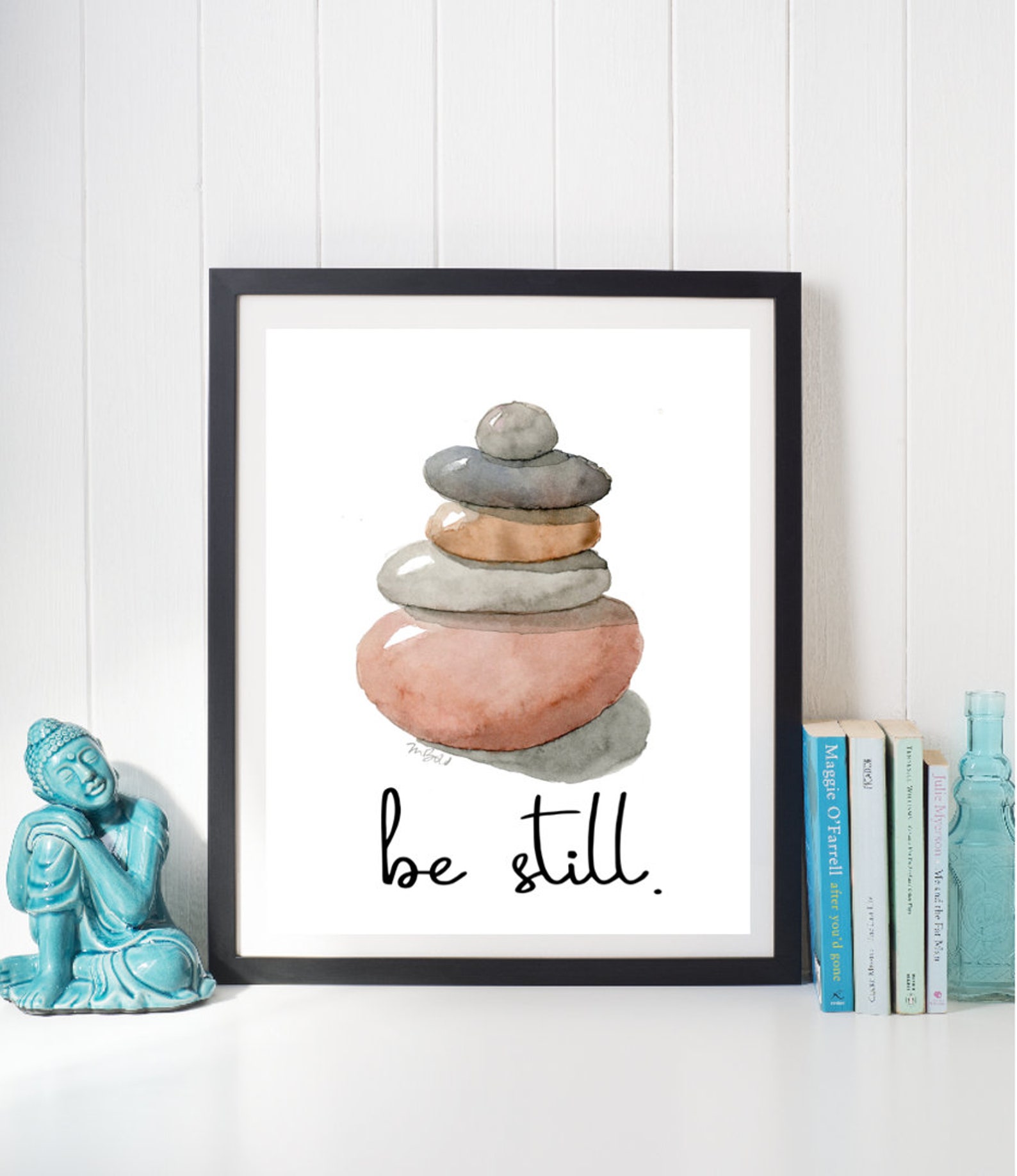 Be Still Print Zen Wall Art Nature Art Print Stacked Stone Art Etsy