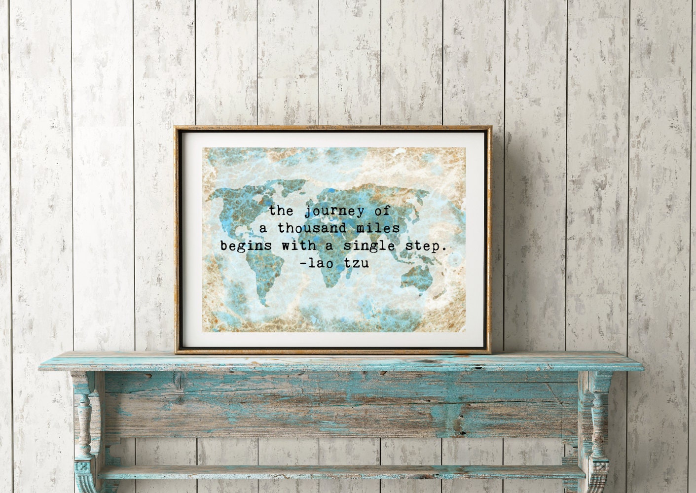 Inspirational Quote Print World Map Wall Art Travel Decor Etsy