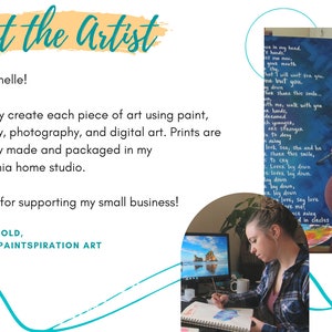 Pode incluir: Michelle Bold, propriet&aacute;ria da Paintspiration Art, &eacute; uma artista da Pensilv&acirc;nia que cria arte original usando pintura, caligrafia, fotografia e arte digital. As impress&otilde;es s&atilde;o feitas e embaladas individualmente em seu est&uacute;dio em casa.