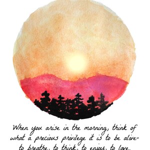 Inspirational Quote Wall Art Watercolor Print Sunrise Art Mountain ...