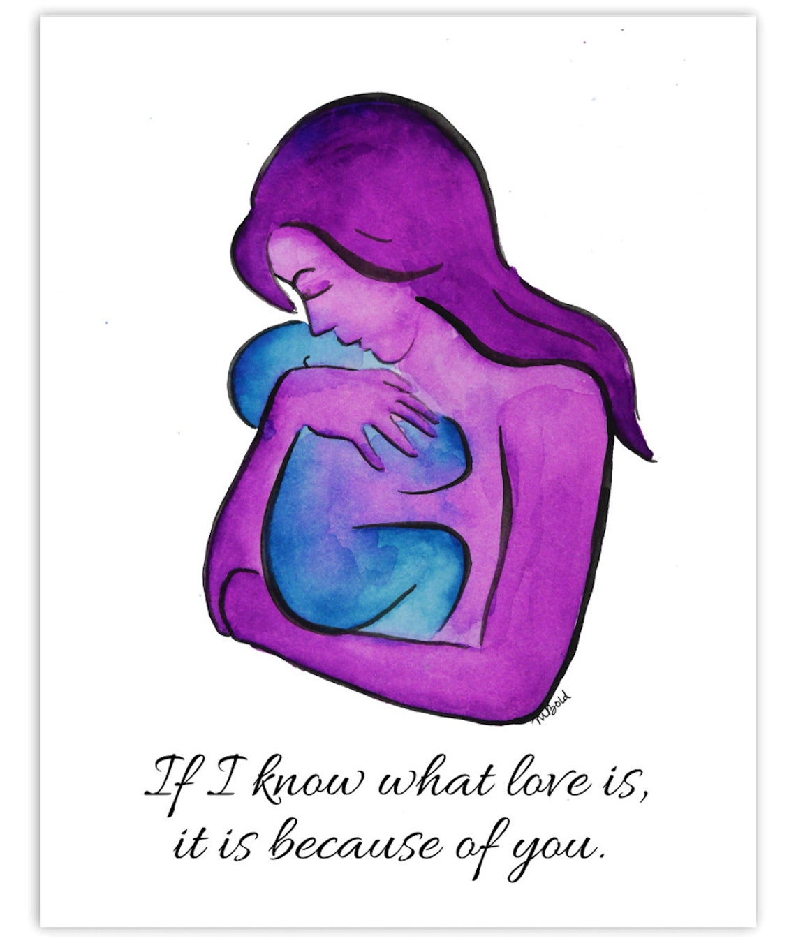 Mothers Day Art Prints Quotes Baby Watercolor Art Mom Quotes | Etsy