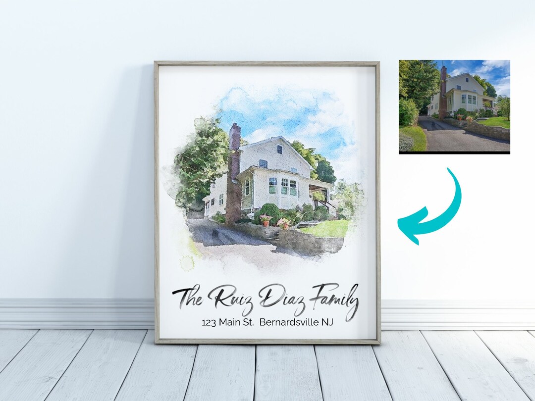 Custom House Portrait Watercolor House From Photo - Our First Home ...