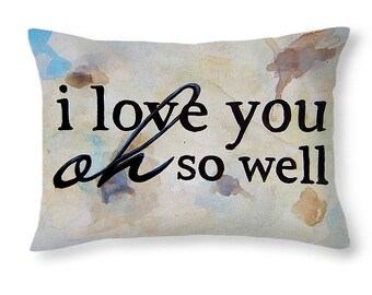 Love Bedroom Decor I Love You Pillow Blue and Tan Pillow - Art Pillow Song Lyrics Pillow - Romantic Gift for Him Love Quote Throw Pillow