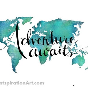 Travel Art Print World Map Art Print Adventure Art Travel - Etsy