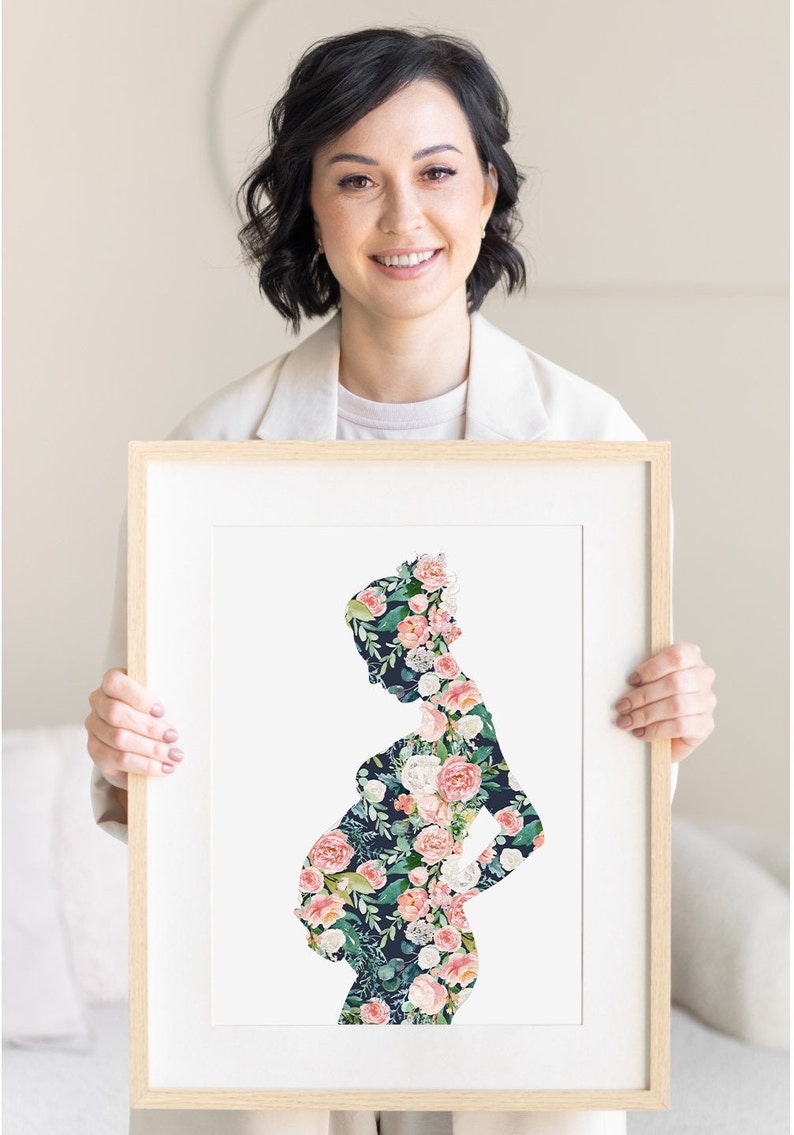 Pregnancy Art Pregnant Woman Floral Print - Doctor Office Wall Decor ...