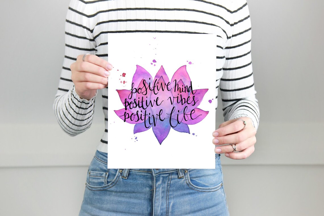 Lotus Flower Art Quote Print Positive Quotes Artwork - Etsy