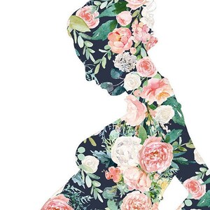 Pregnancy Art Pregnant Woman Floral Print - Doctor Office Wall Decor ...