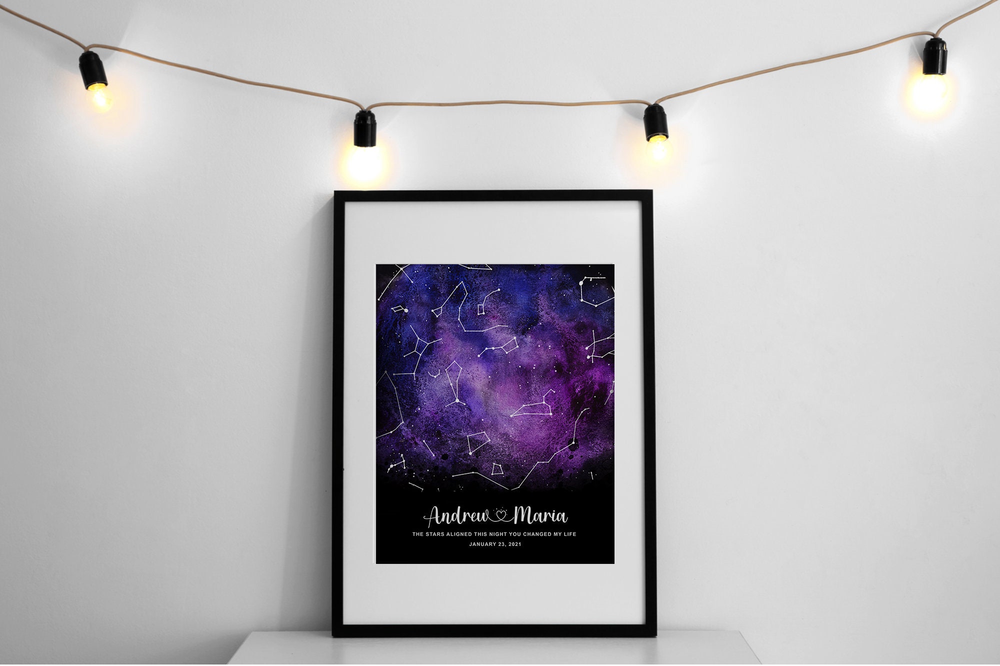 Twinkle Map Custom Star Map Birthday Watercolor Night Sky Nursery Print ...