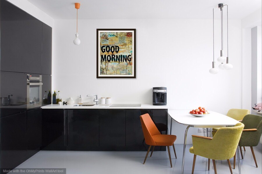 kitchen print, coffee & cake | kitchen prints, wall... Kitchen Art Print Coffee Art Good Morning - Mixed Media Artwork Gifts ...