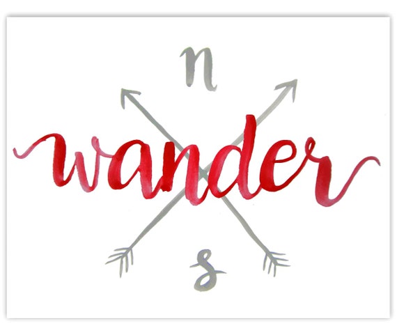 Nautical Wall Decor Travel Quote Print Quotes for Kid - Travel Gift Sailing Decor Inspirational Wall Art Compass Print Boho Art Red and Gray
